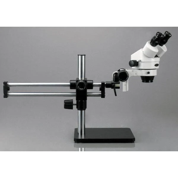 AmScope SM-5 Series Binocular Stereo Microscope 7X-45X Magnification on Ball Bearing Boom Stand with Fluo Light - Image 4
