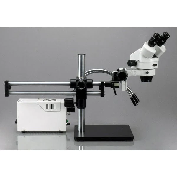 AmScope SM-5 Series Binocular Stereo Microscope 3.5X-90X Magnification on Ball Bearing Boom Stand - Image 4