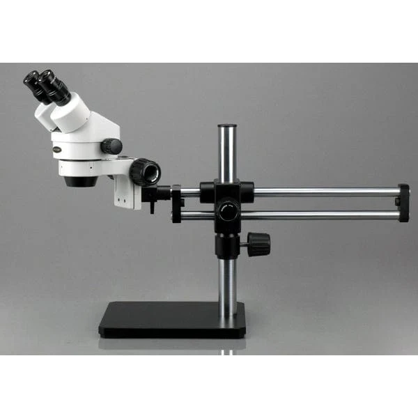 AmScope SM-5 Series Binocular Stereo Microscope 3.5X-90X Magnification on Ball Bearing Boom Stand with Fluo Light - Image 3