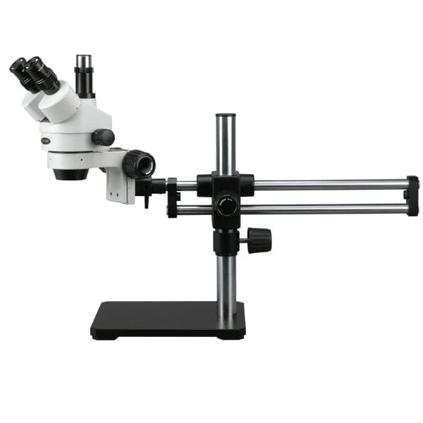 AmScope SM-5 Series Trinocular Stereo Microscope 3.5X-45X Magnification on Ball Bearing Boom Stand