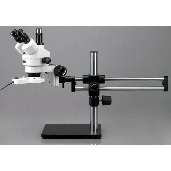 AmScope SM-5 Series Trinocular Stereo Microscope 3.5X-90X Magnification on Ball Bearing Boom Stand - Image 3