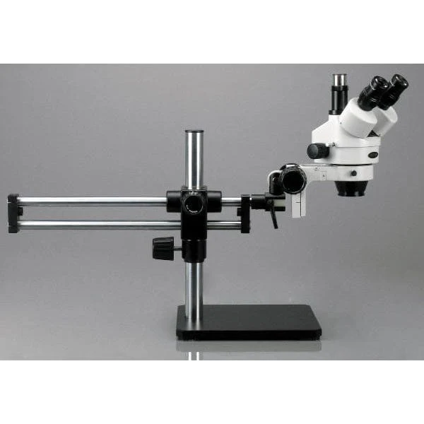AmScope SM-5 Series Trinocular Stereo Microscope 3.5X-180X Magnification on Ball Bearing Boom Stand with Fiber Optic and 9MP Camera - Image 2