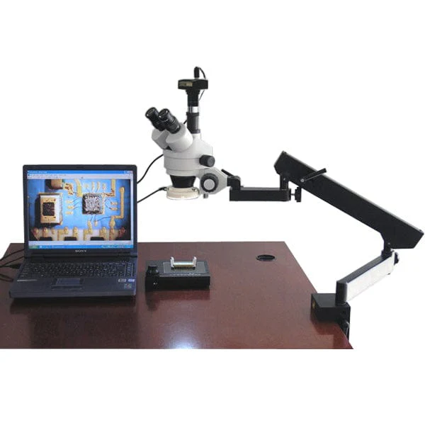 AmScope SM-6 Series Zoom Trinocular Stereo Microscope 7X-45X Magnification on Articulating Arm with Fluorescent Light and 1.3MP Digital Camera - Image 13