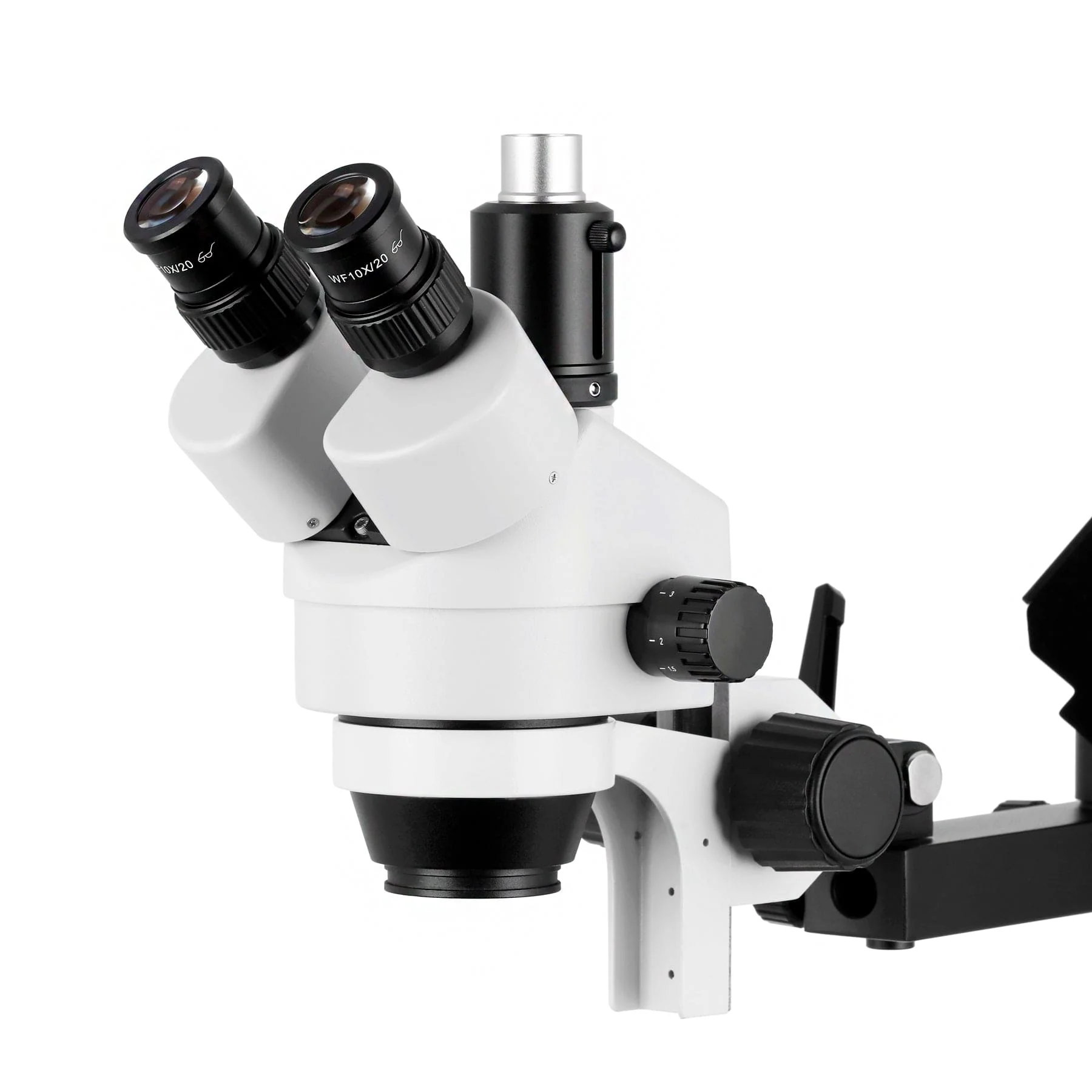 AmScope SM-7 Series Articulating Zoom Trinocular Stereo Microscope 7X-45X Magnification on Articulating Stand with Fluorescent Ring Light - Image 4