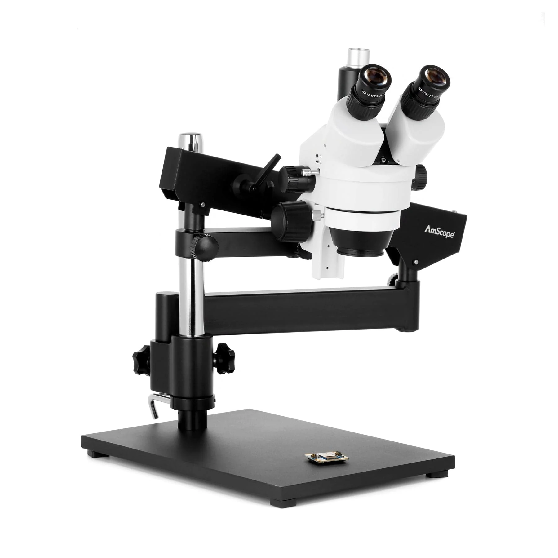 AmScope SM-7 Series Articulating Zoom Trinocular Stereo Microscope 7X-45X Magnification on Articulating Stand with Fluorescent Ring Light - Image 5