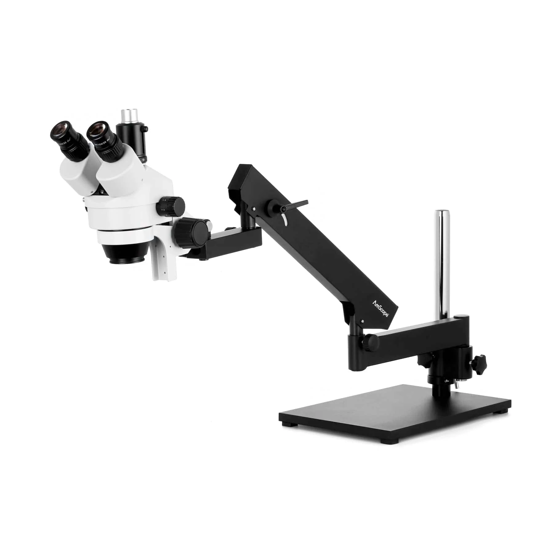 AmScope SM-7 Series Articulating Zoom Trinocular Stereo Microscope 7X-45X Magnification on Articulating Stand with Fluorescent Ring Light - Image 6