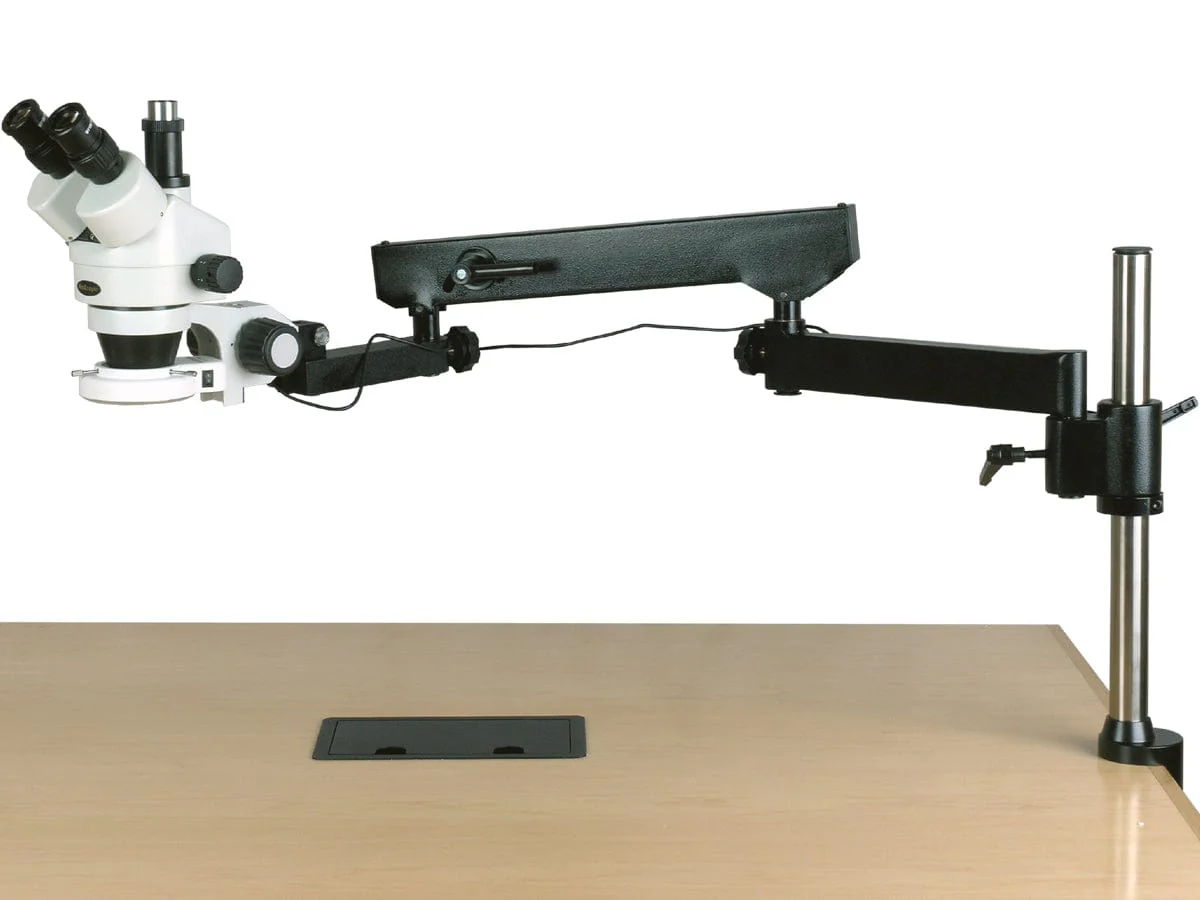 AmScope SM-8T Series Trinocular Zoom Stereo Microscope 3.5-225X Magnification with Articulating Arm Pillar Clamp and 144-LED Light - Image 11