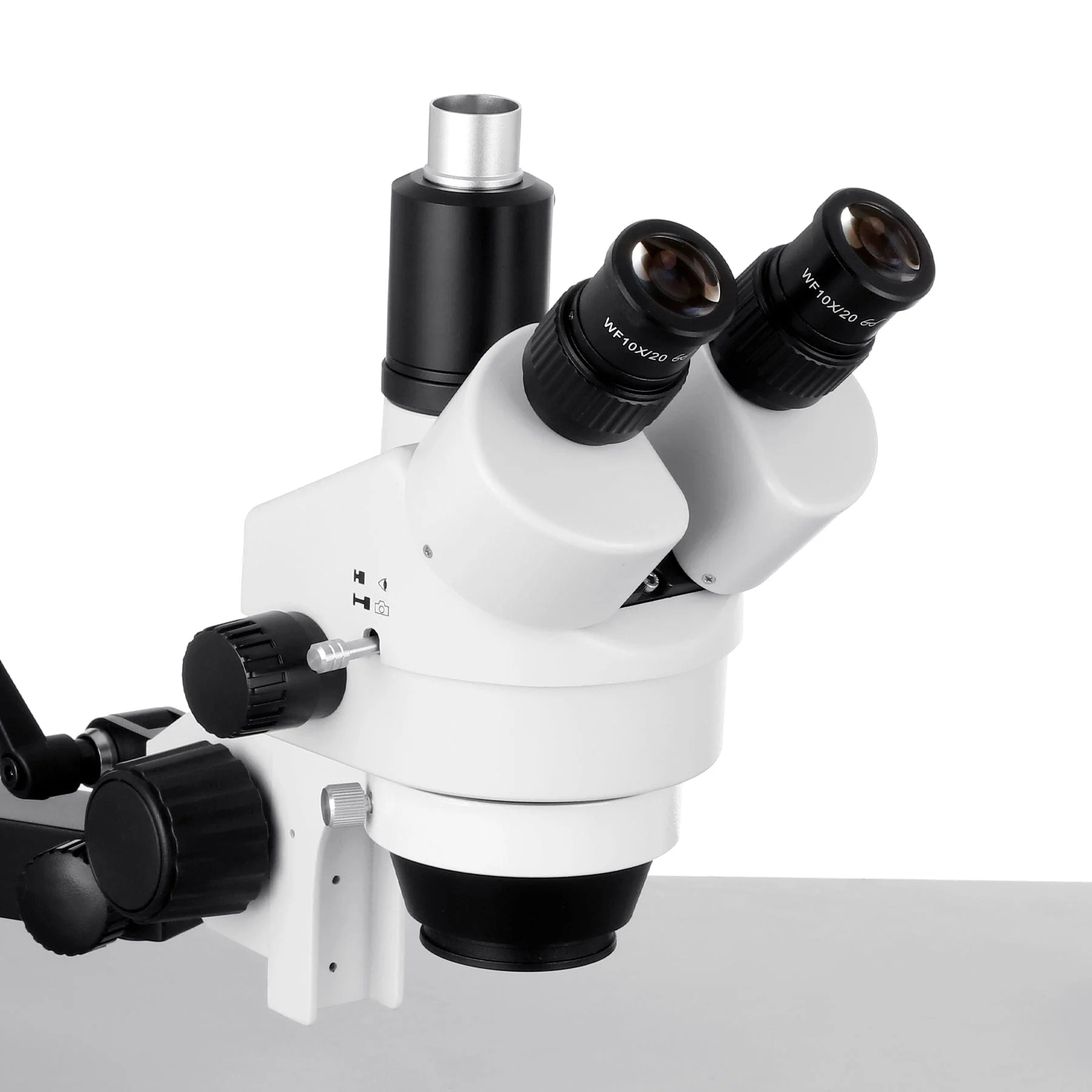 AmScope SM-8 Series Zoom Trinocular Stereo Microscope 3.5X-90X Magnification on Articulating Arm Pillar Clamp with 144-LED and 1.3MP Digital Camera - Image 9