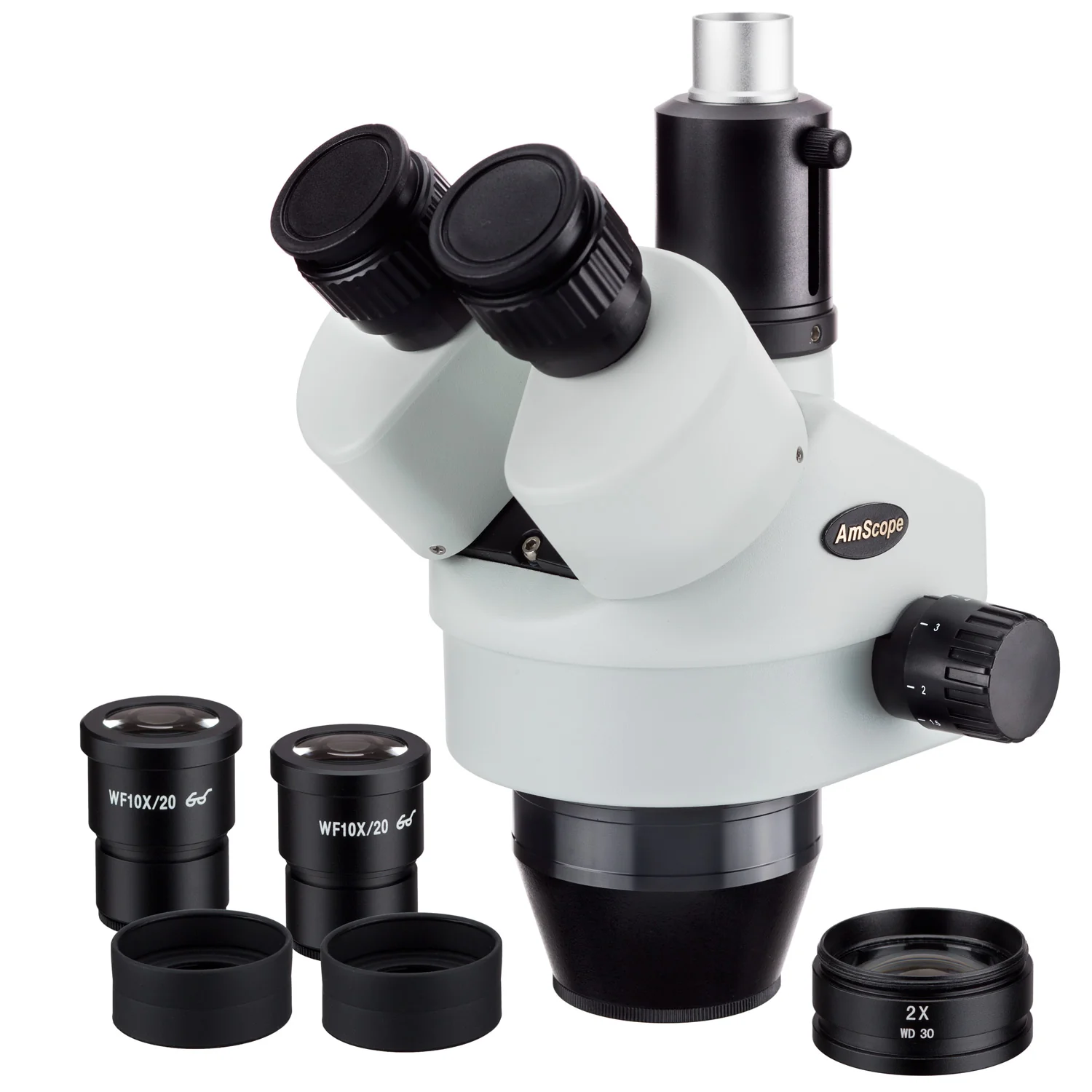 AmScope 7X-90X Magnification Trinocular Zoom Stereo Microscope Head