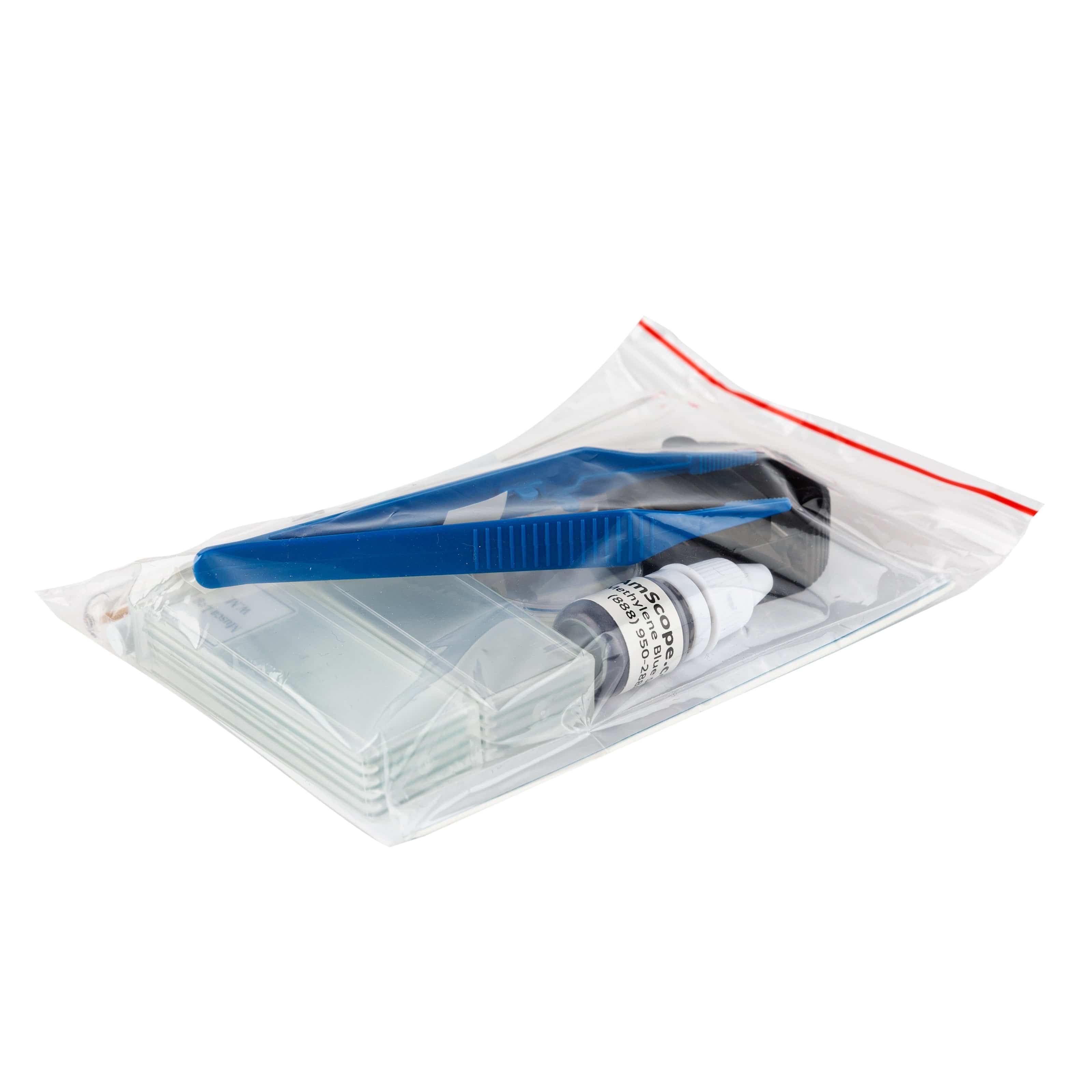 AmScope Microscope Slide Preparation Kit Including Slides, Stains - Image 5
