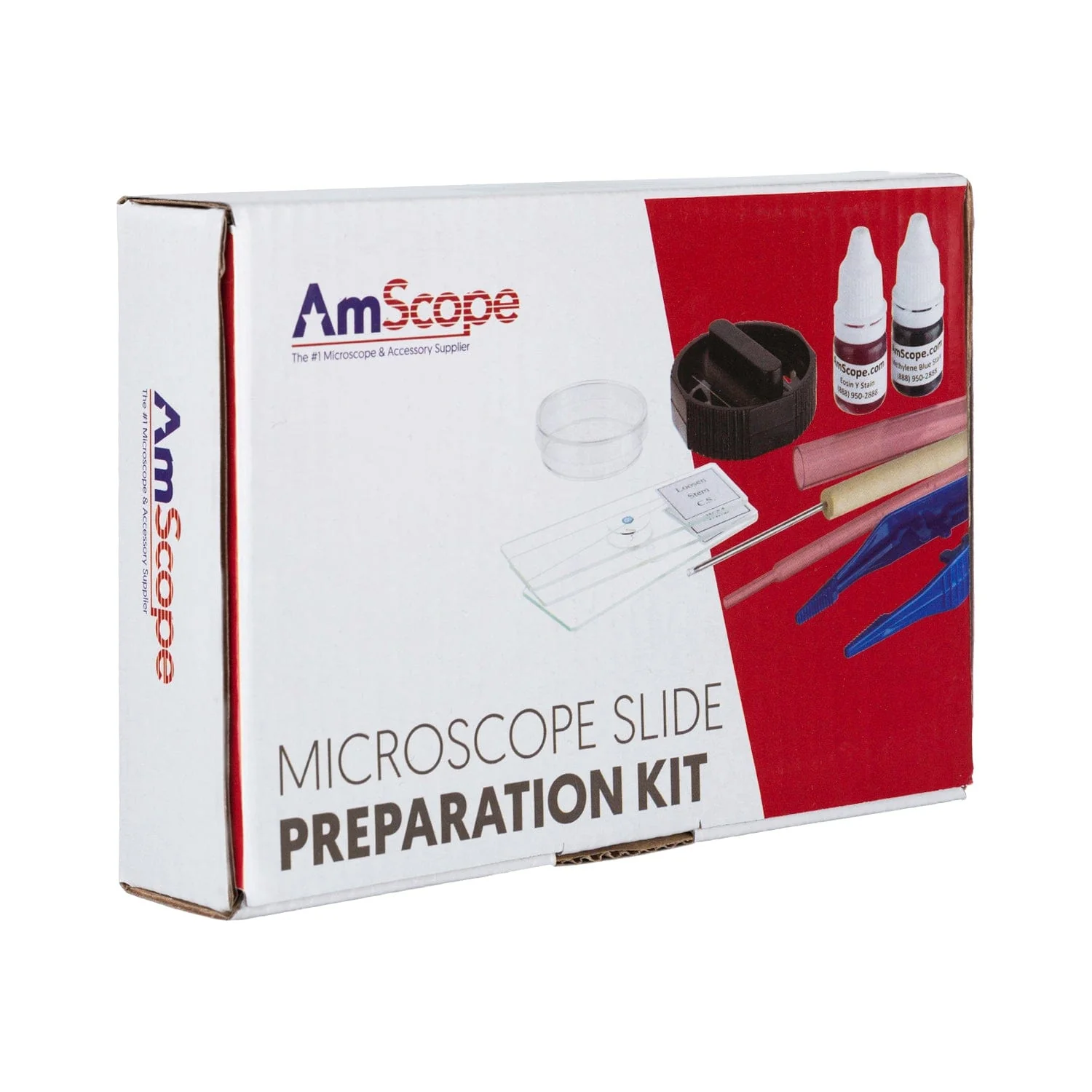 AmScope Microscope Slide Preparation Kit Including Slides, Stains - Image 6