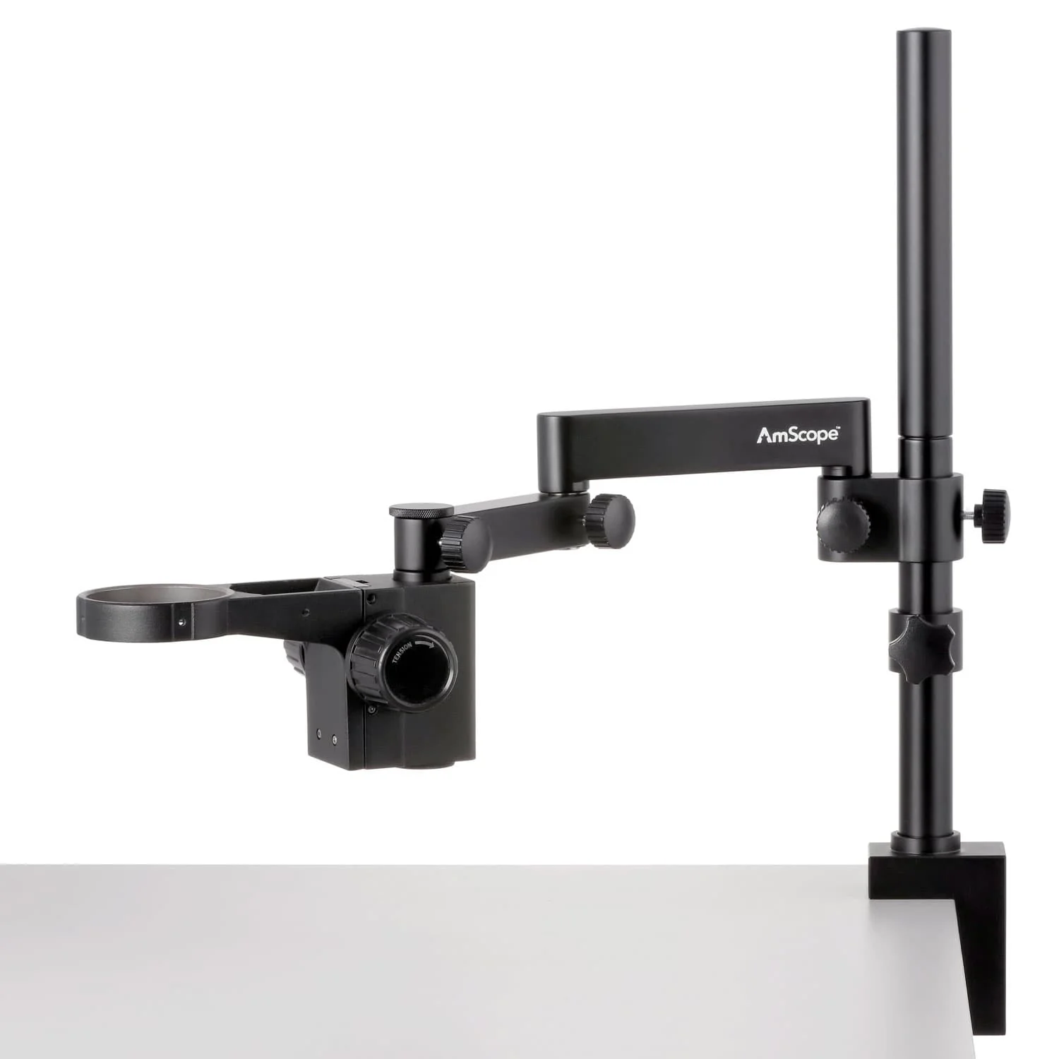 AmScope SPC Swing-arm Stand with Black Focusing Rack for Stereo Microscopes