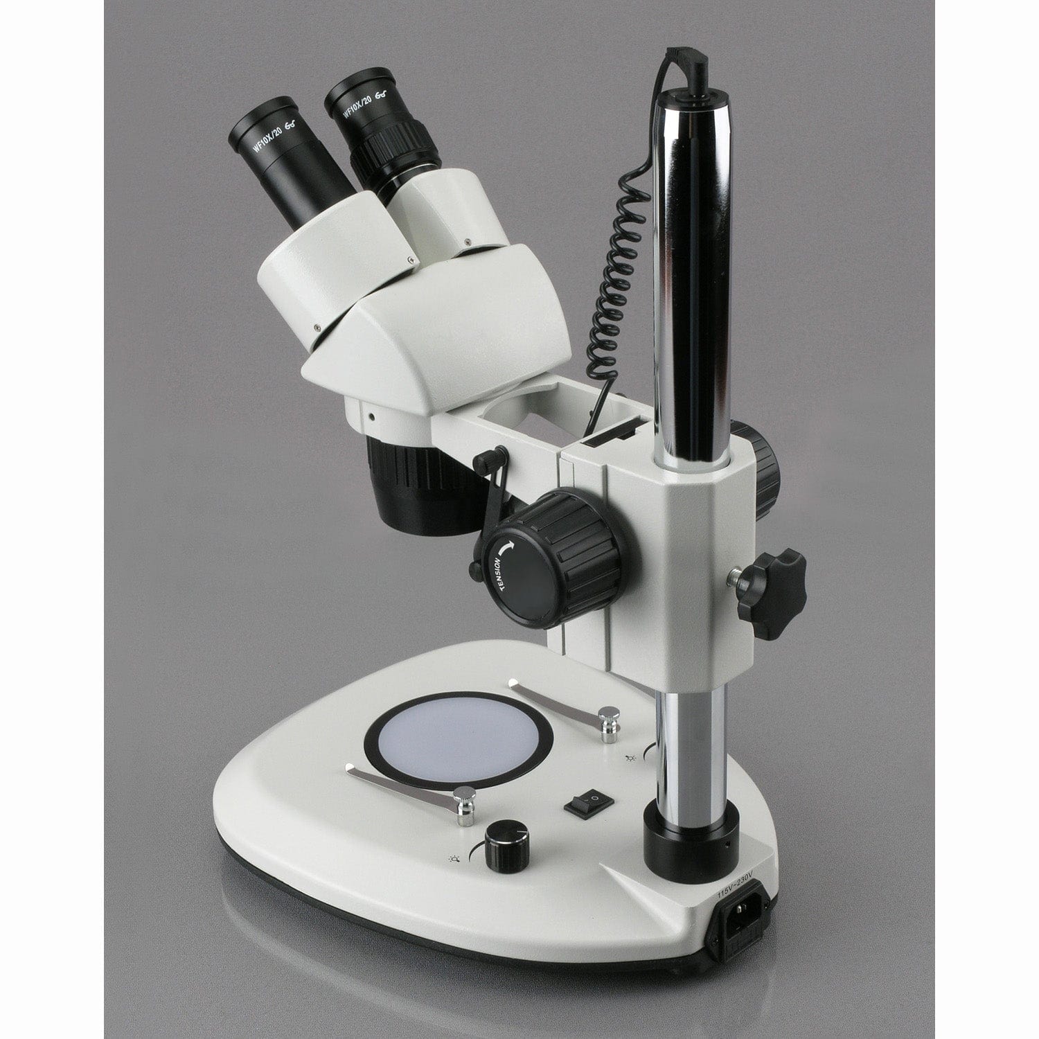 AmScope SW-2B Series Super Widefield Stereo Microscope 10X-30X Magnification on Pillar Stand with Top & Bottom LED Lights - Image 3