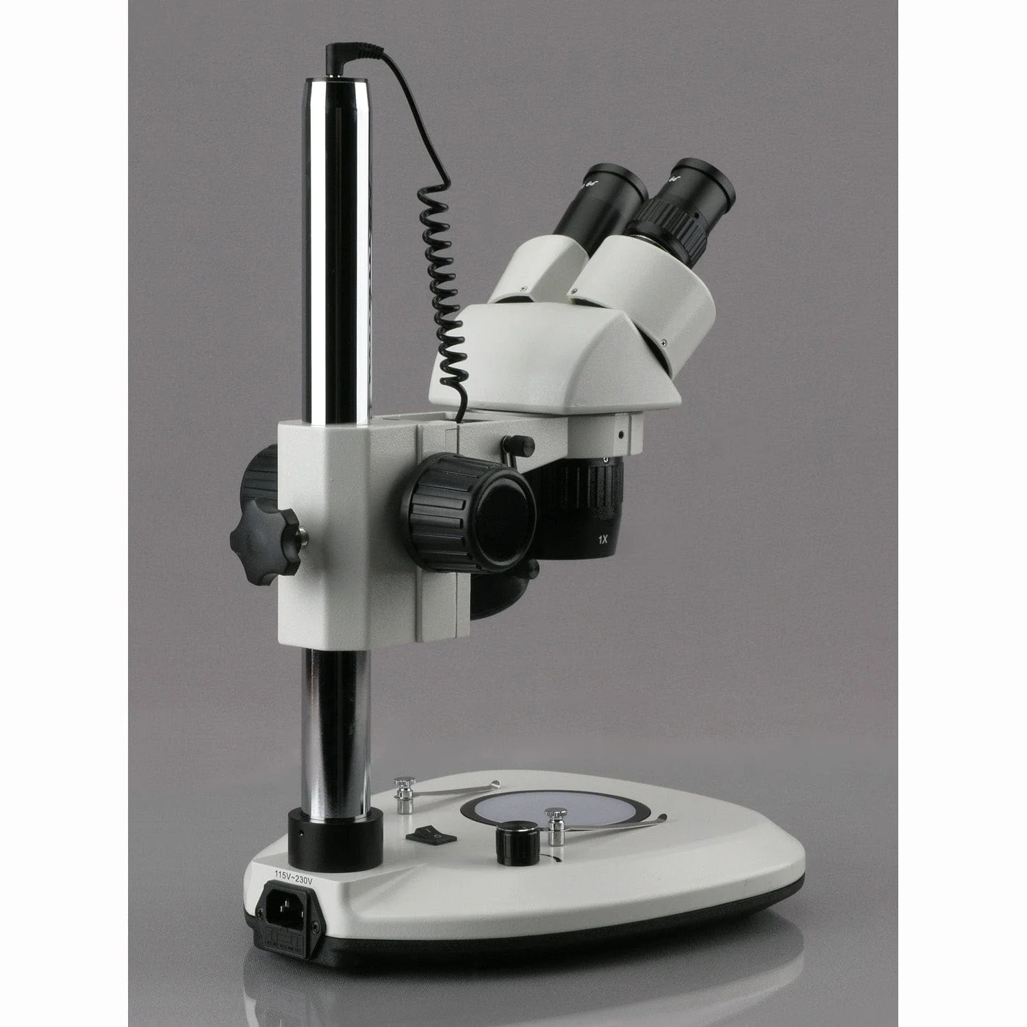 AmScope SW-2B Series Super Widefield Stereo Microscope 10X-30X Magnification on Pillar Stand with Top & Bottom LED Lights - Image 5