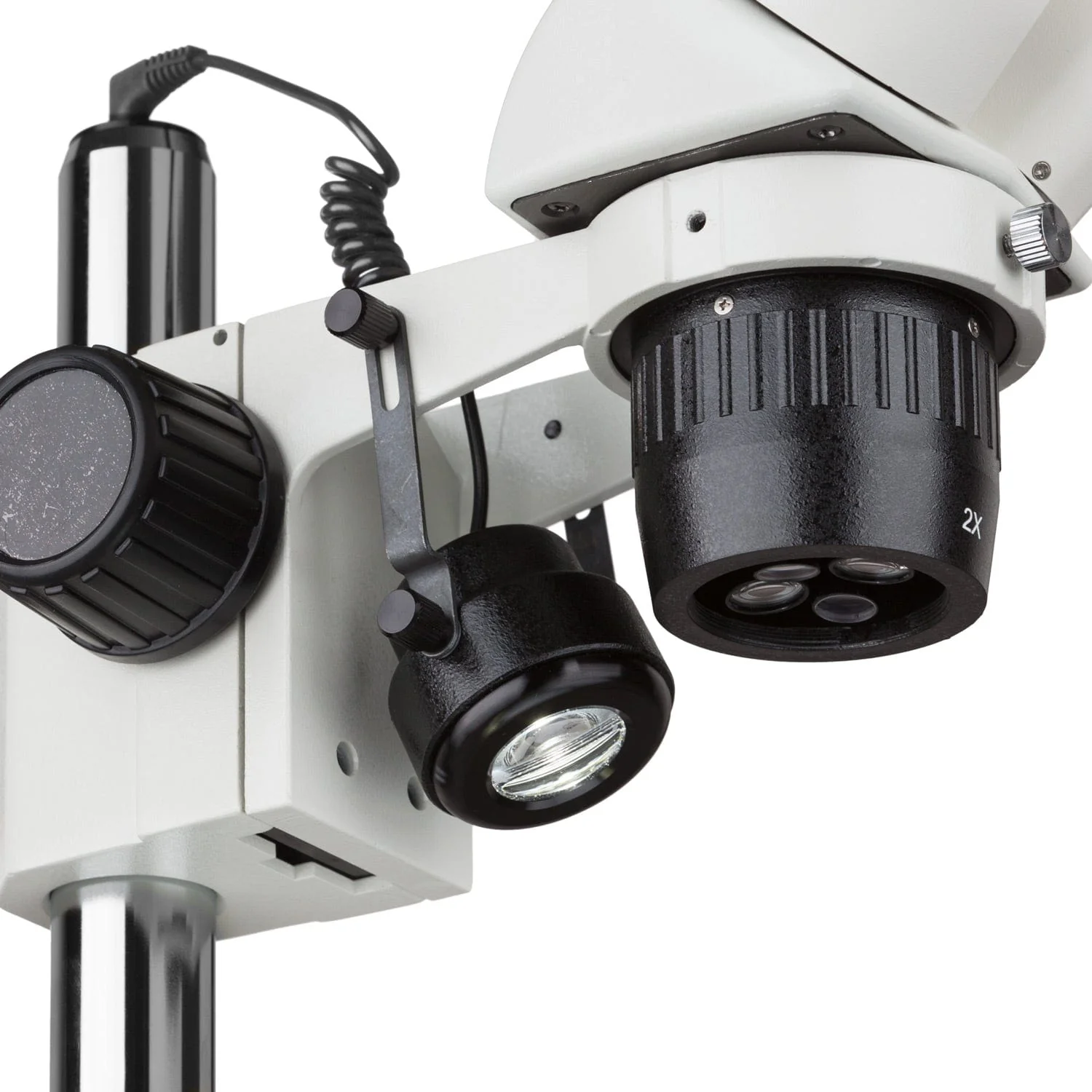 AmScope SW-2 Series Super Widefield Binocular Stereo Microscope 20X-40X Magnification on Pillar Stand with Top & Bottom LED Lights - Image 3