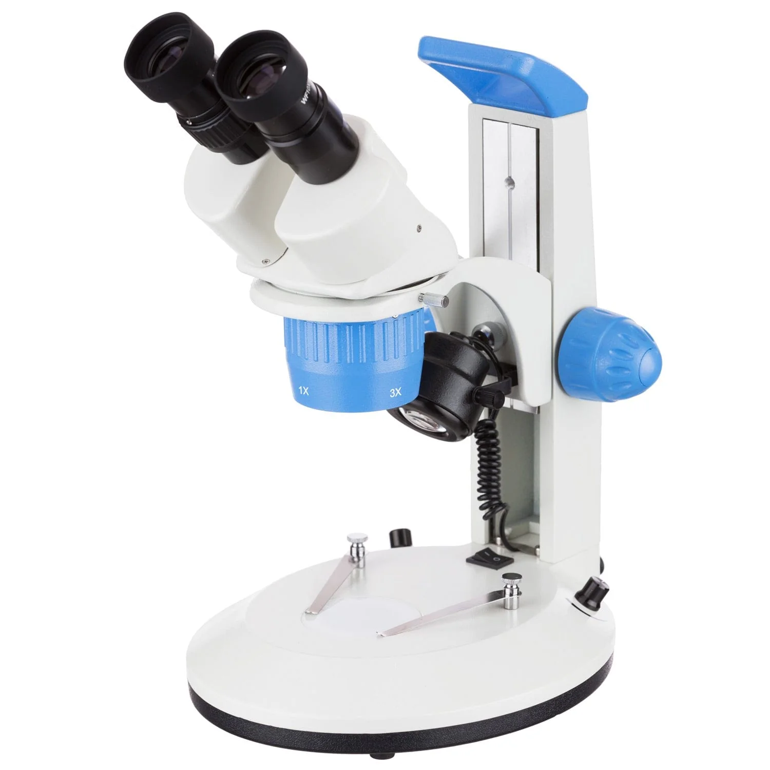 AmScope SW-2 Series Super Widefield Binocular Stereo Microscope 10X-30X Magnification on Track Stand with Top & Bottom Lights