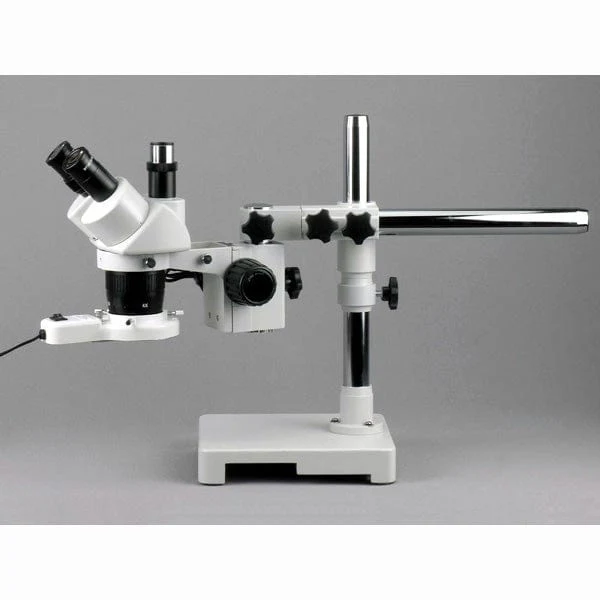 AmScope SW-3T Series Trinocular Stereo Microscope 10X-15X-30X-45X Magnification On Boom Stand With Fluorescent Light - Image 3