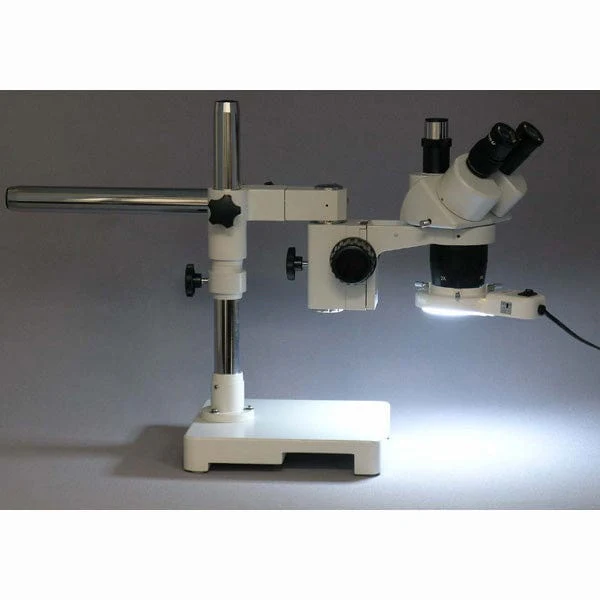 AmScope SW-3 Series Trinocular Stereo Microscope 20X & 40X Magnification on Single Arm Boom Stand with Fluorescent Light and 1.3MP Camera - Image 2