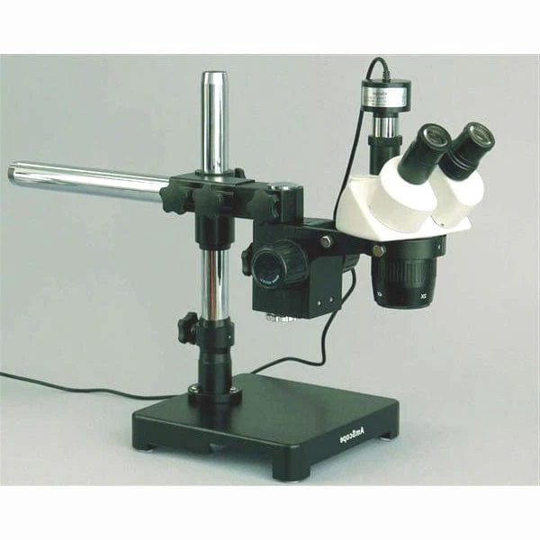 AmScope SW-3 Series Trinocular Stereo Microscope 20X & 40X Magnification on Single Arm Boom Stand with 1.3MP Digital Camera - Image 2