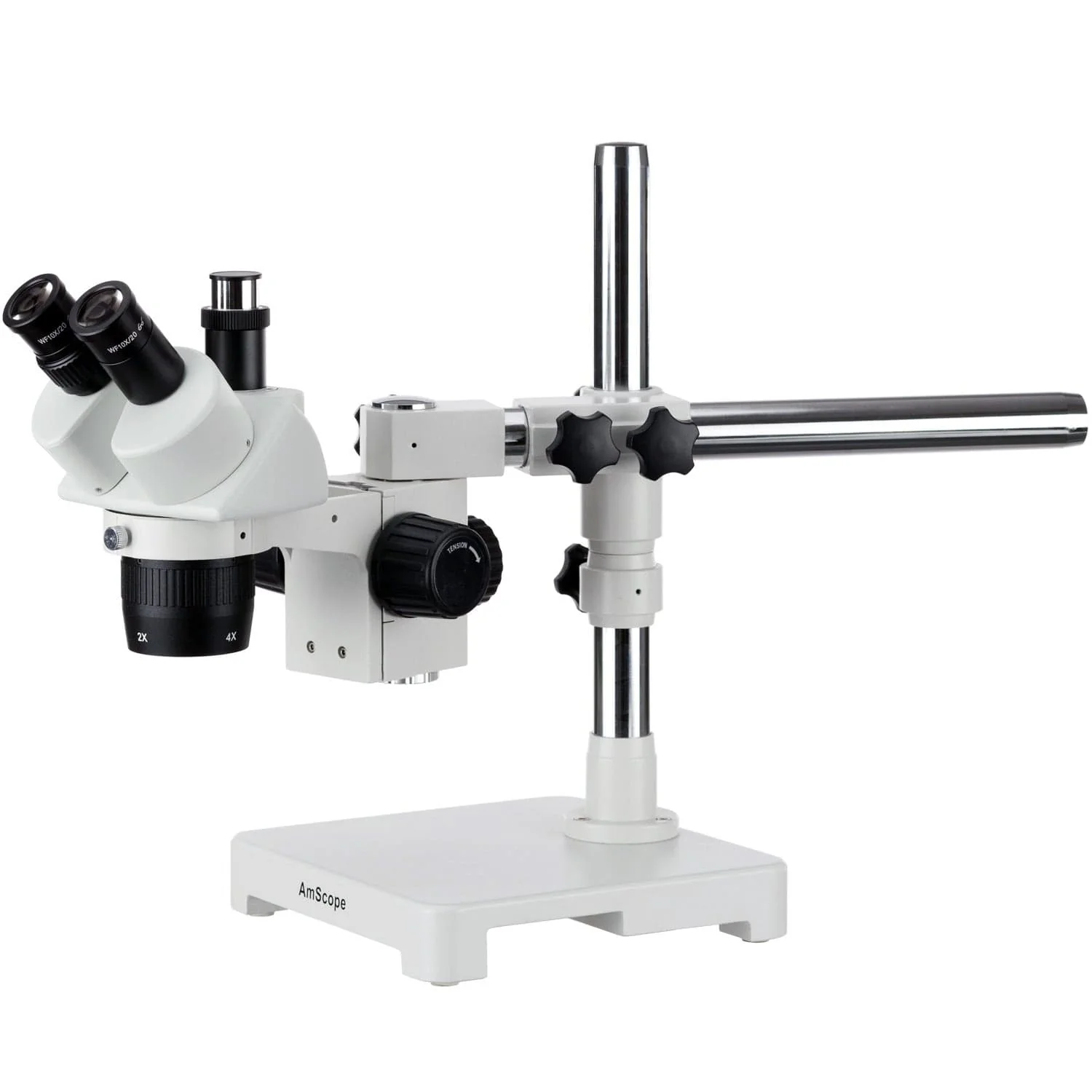 AmScope SW-3T Series Trinocular Stereo Microscope 20X-40X-80X Magnification on Single Arm Boom Stand