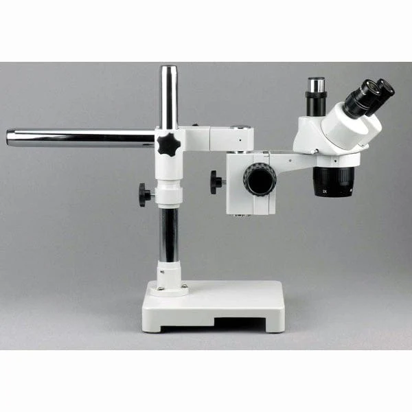 AmScope SW-3T Series Trinocular Stereo Microscope 20X-40X-80X Magnification on Single Arm Boom Stand - Image 2