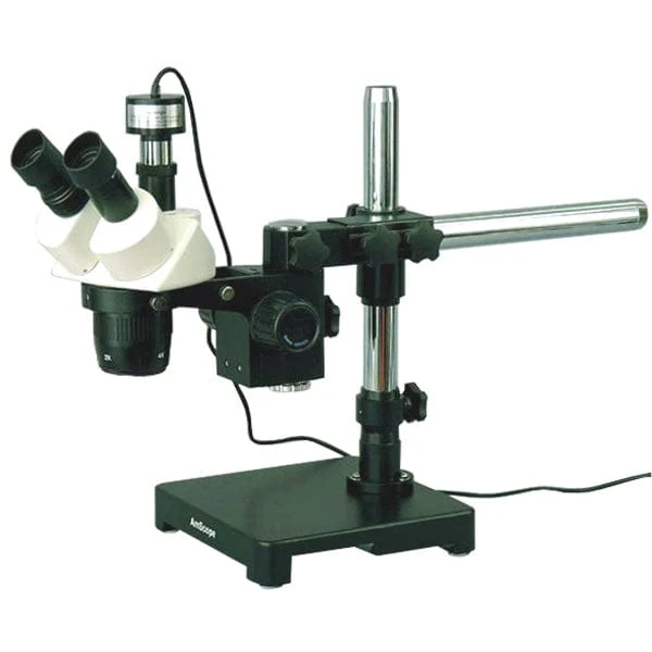AmScope SW-3 Series Trinocular Stereo Microscope 20X-40X-80X Magnification on Single Arm Boom Stand with 1.3MP Digital Camera