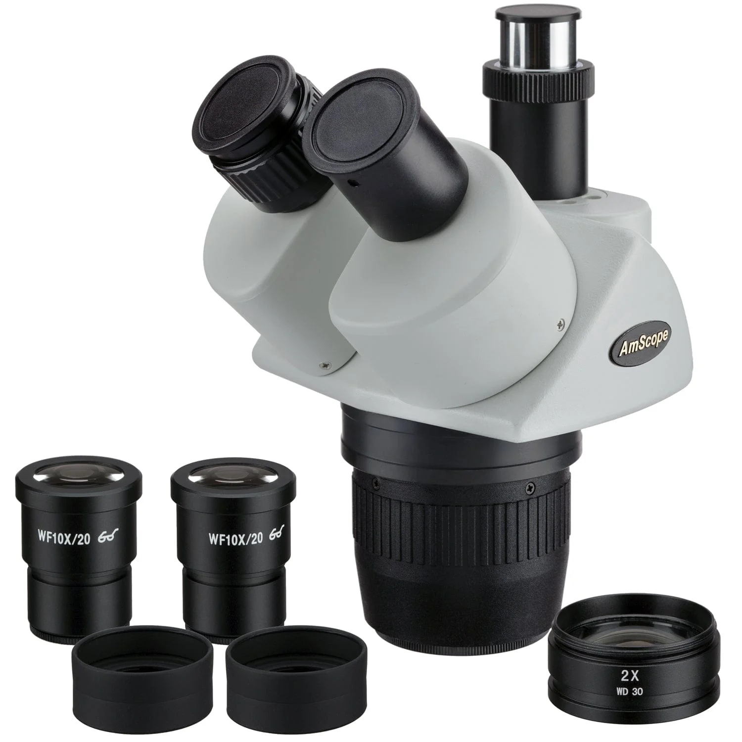 AmScope 10X-60X Magnification Super Widefield Stereo Trinocular Microscope Head