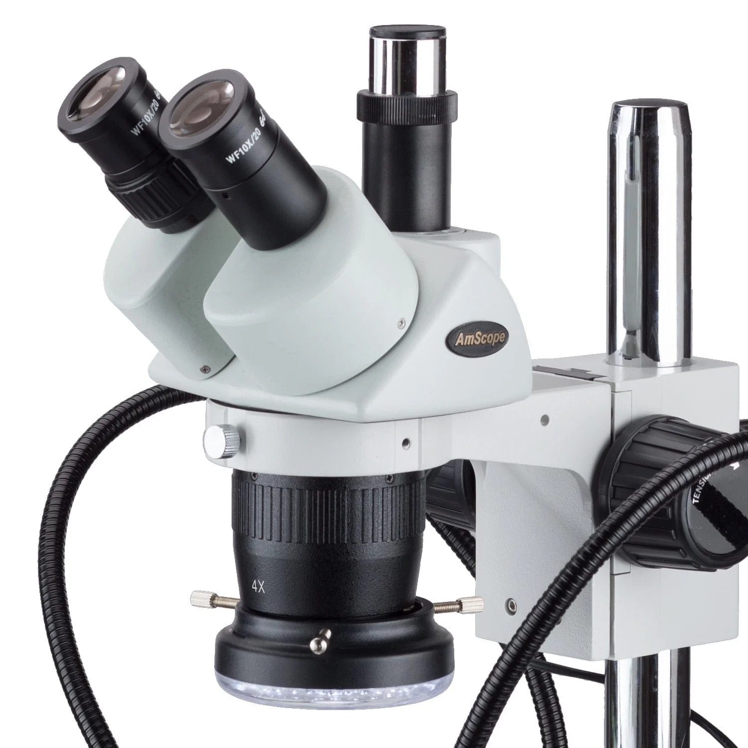 AmScope 20X-40X Magnification Super Widefield Stereo Trinocular Microscope Head - Image 2