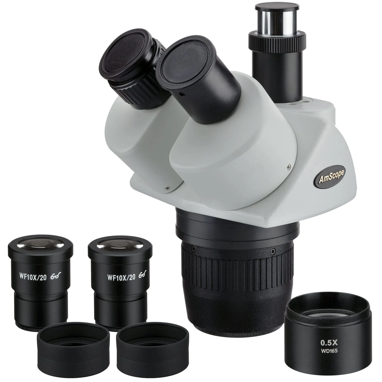 AmScope 10X-40X Magnification Super Widefield Stereo Trinocular Microscope Head