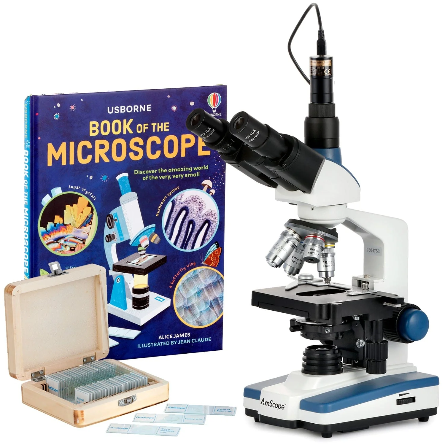 AmScope T120 Series Trinocular Compound Microscope 40X-1000X Magnification with LED, Siedentopf Head and Book - Image 5