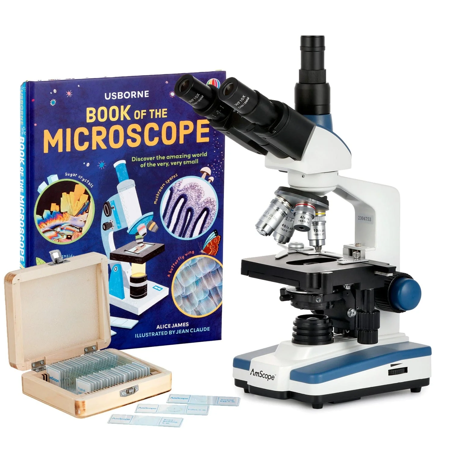 AmScope T120 Series Trinocular Compound Microscope 40X-1000X Magnification with LED, Siedentopf Head and Book - Image 6