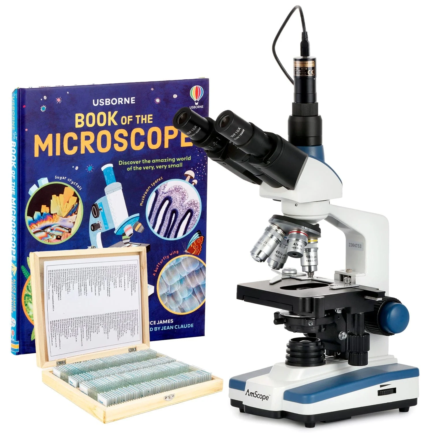 AmScope T120 Series Trinocular Compound Microscope 40X-1000X Magnification with LED, Siedentopf Head and Book - Image 8