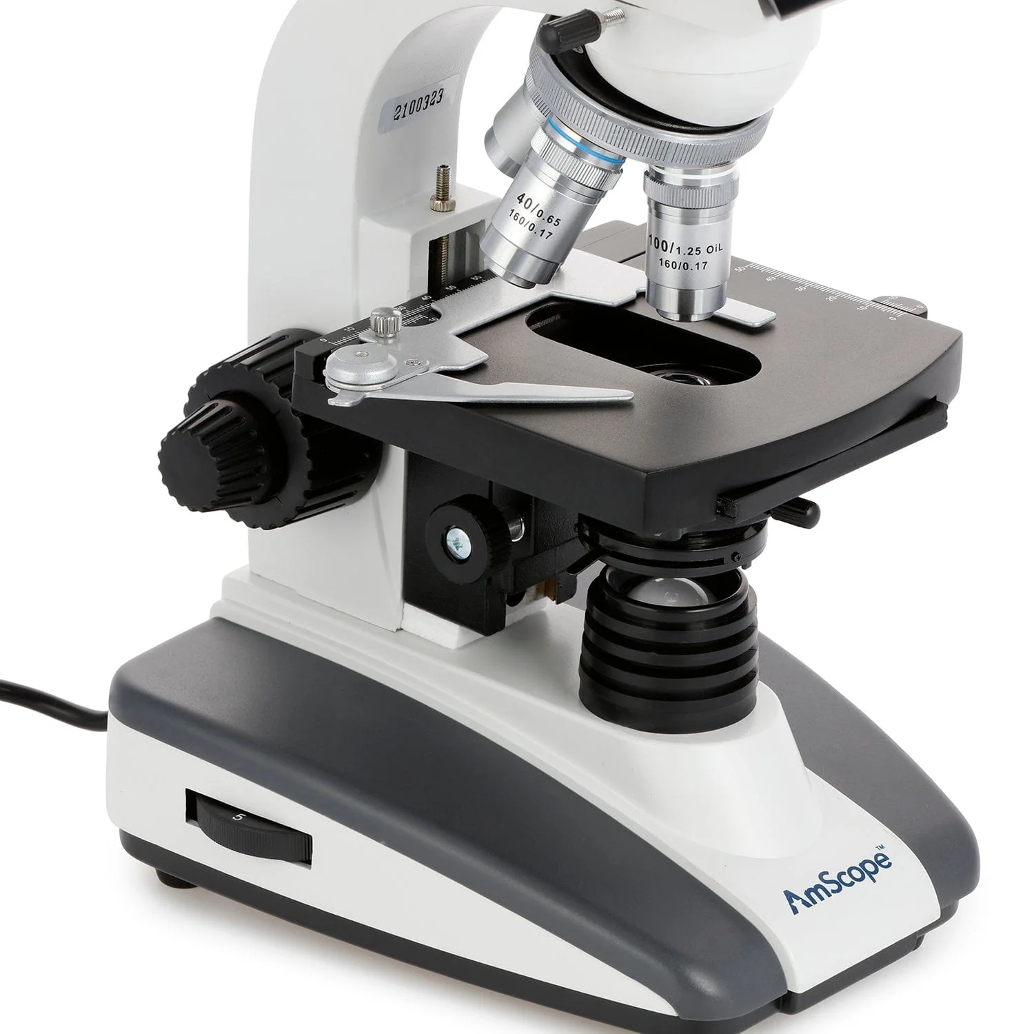AmScope T360 Series Siedentopf Biological Trinocular Compound Microscope with 1W LED, 3D Mechanical Stage and Optional Digital Camera - Image 10