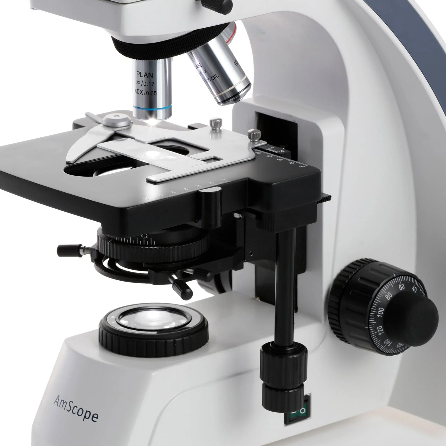 AmScope T570 Series Plan Kohler Laboratory Research Grade Trinocular Compound Microscope 40X-3000X Magnification - Image 3