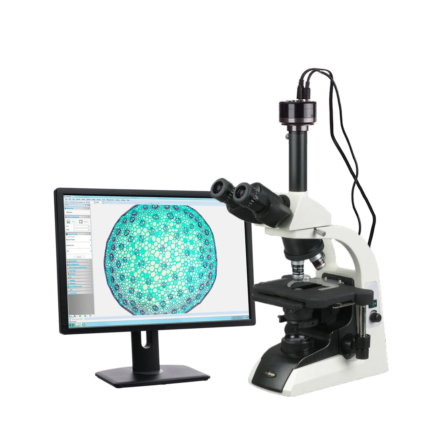 AmScope T650 Series Infinity Plan BiologicalTrinocular Compound Microscope 40X-2500X Magnification + HD Recording Camera