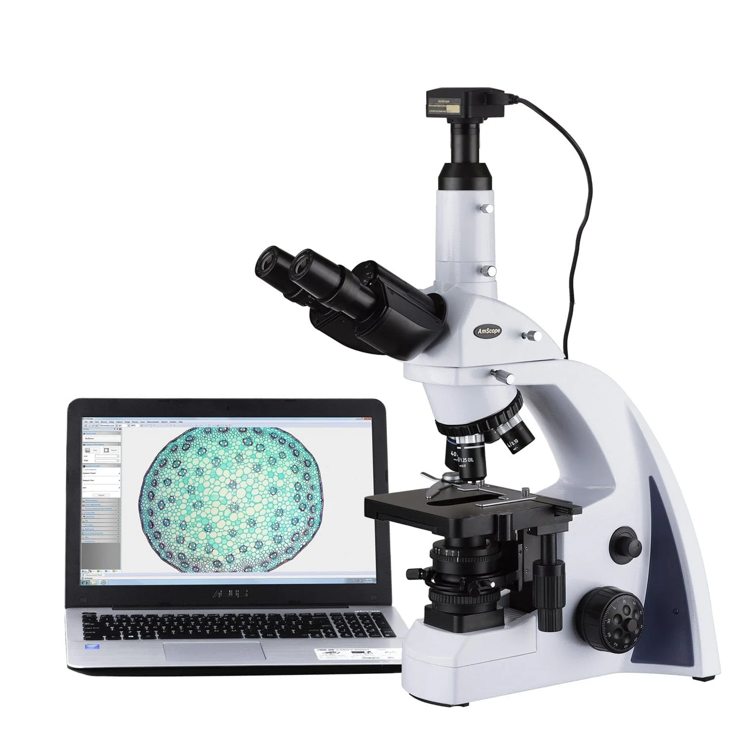 AmScope T670 Series Professional Infinity Trinocular Compound Microscope 40X-1000X Magnification with LED and HD Recording Camera