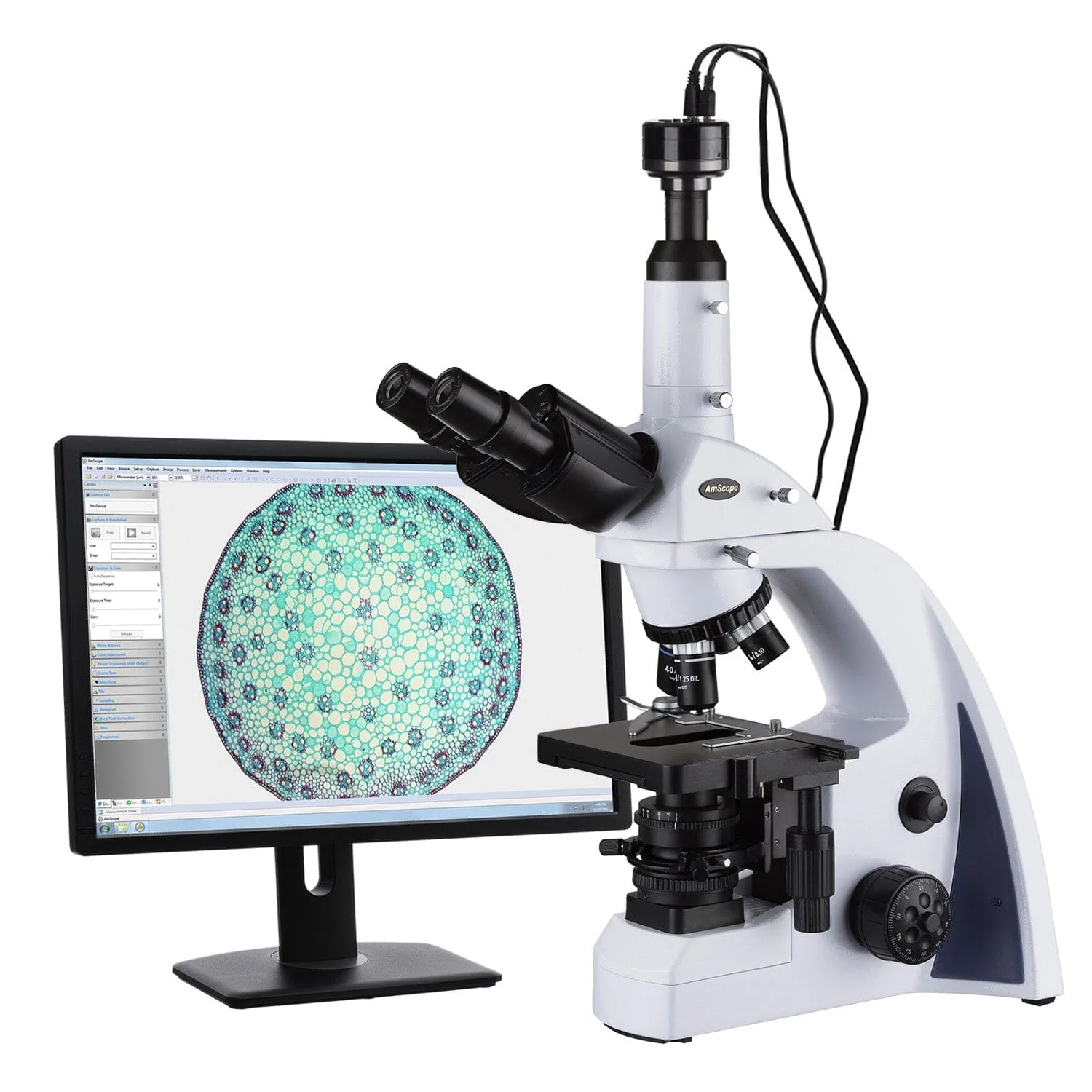 AmScope T670 Series Professional Infinity Trinocular Compound Microscope 40X-2000X Magnification With LED and HD Recording Camera