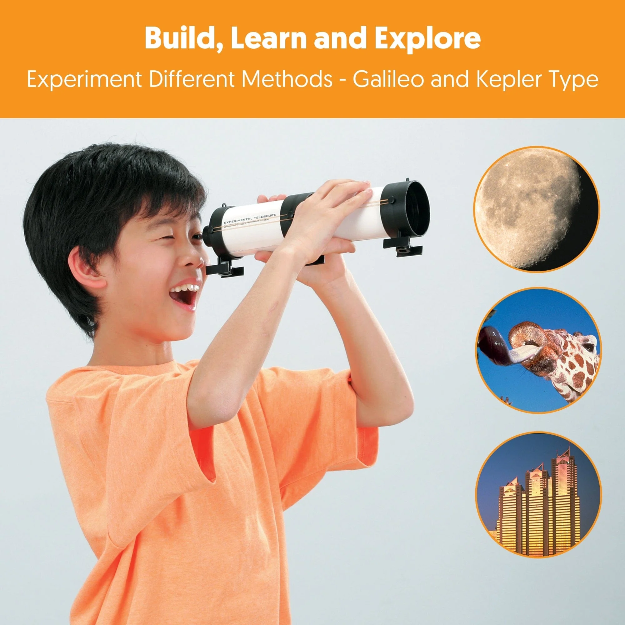 IQCREW® By AmScope Kids Build and Learn Optical Experiment Telescope Kit and Science Guide - Image 4