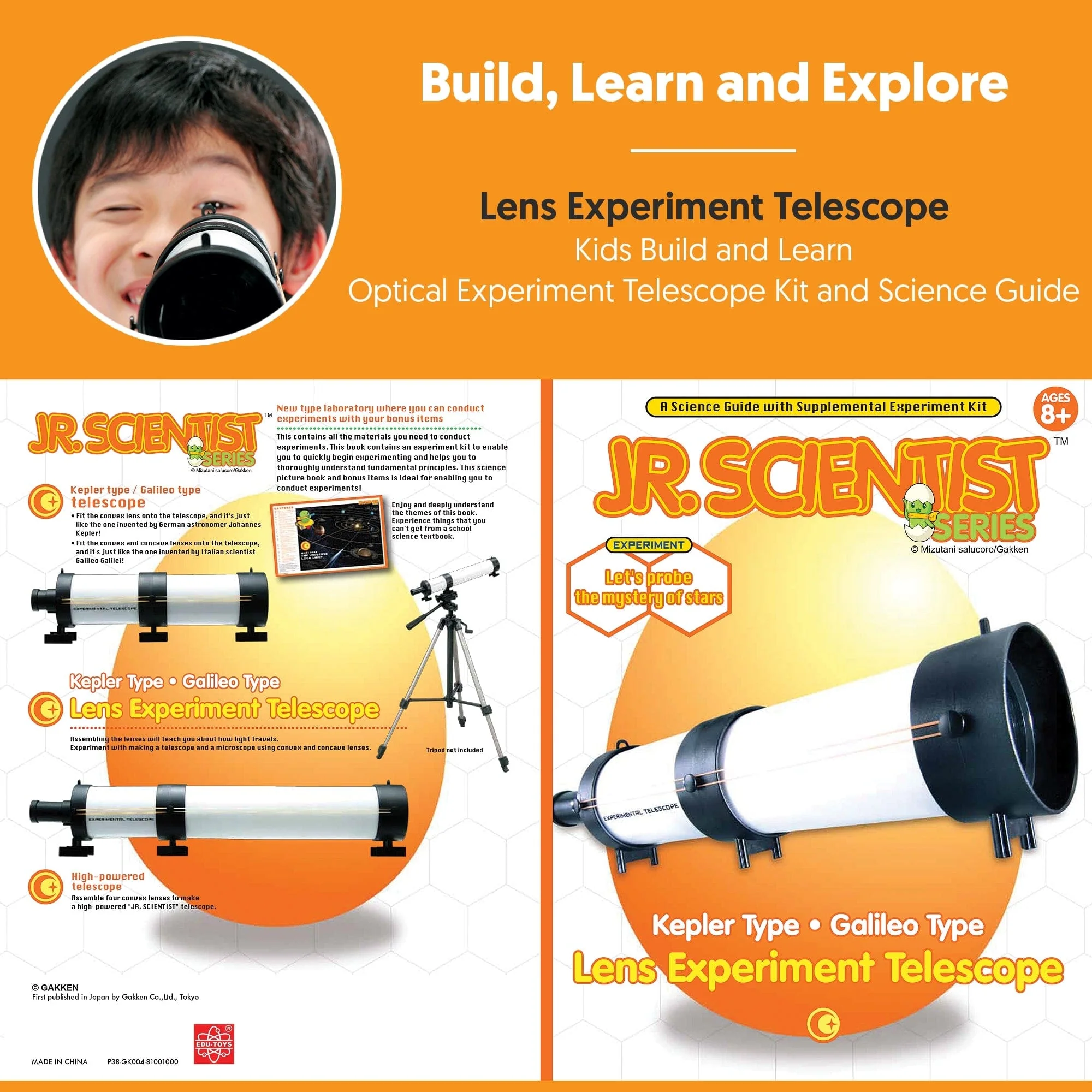 IQCREW® By AmScope Kids Build and Learn Optical Experiment Telescope Kit and Science Guide - Image 6