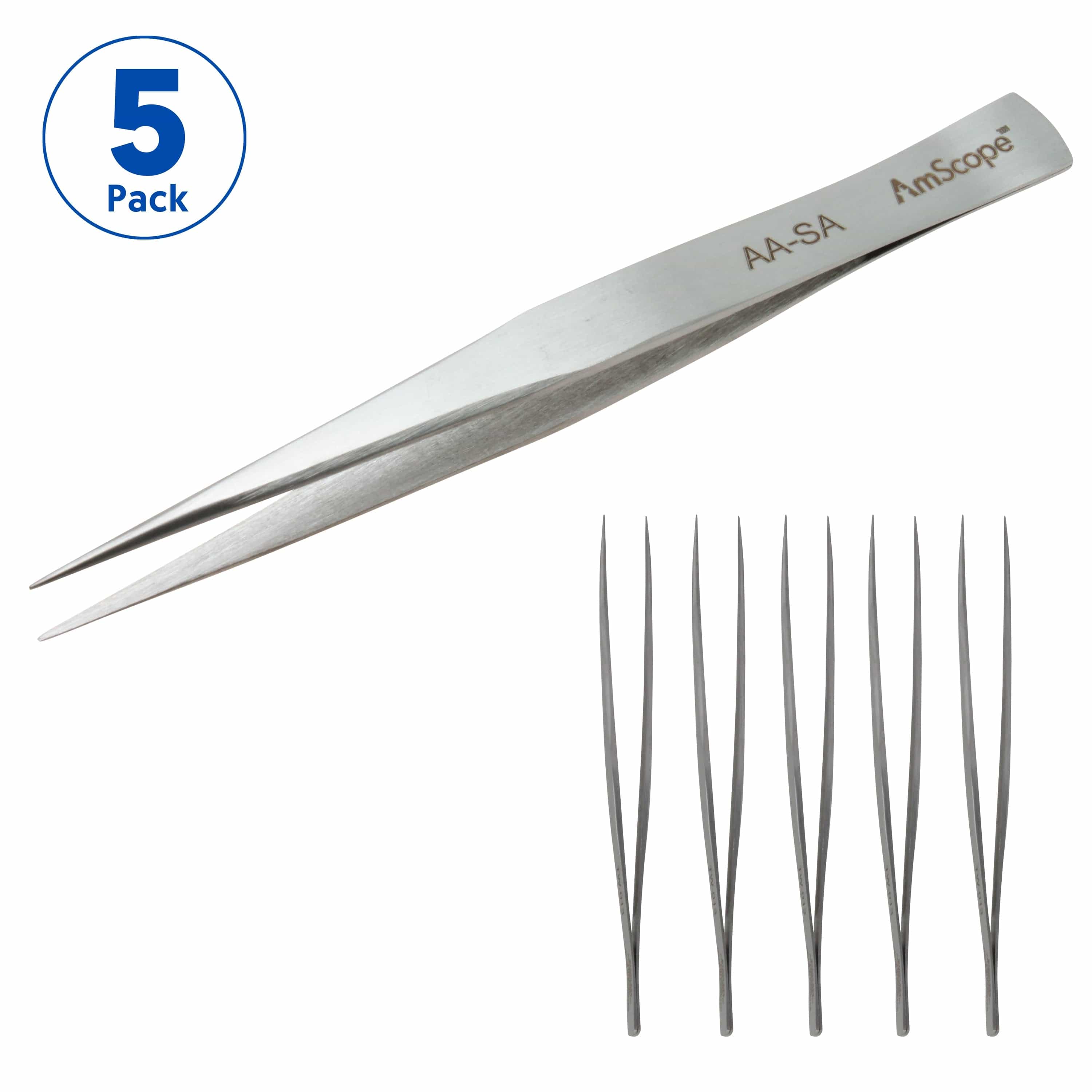 AmScope High Precision 5-inch Straight Precise Tip Tweezers - Image 7