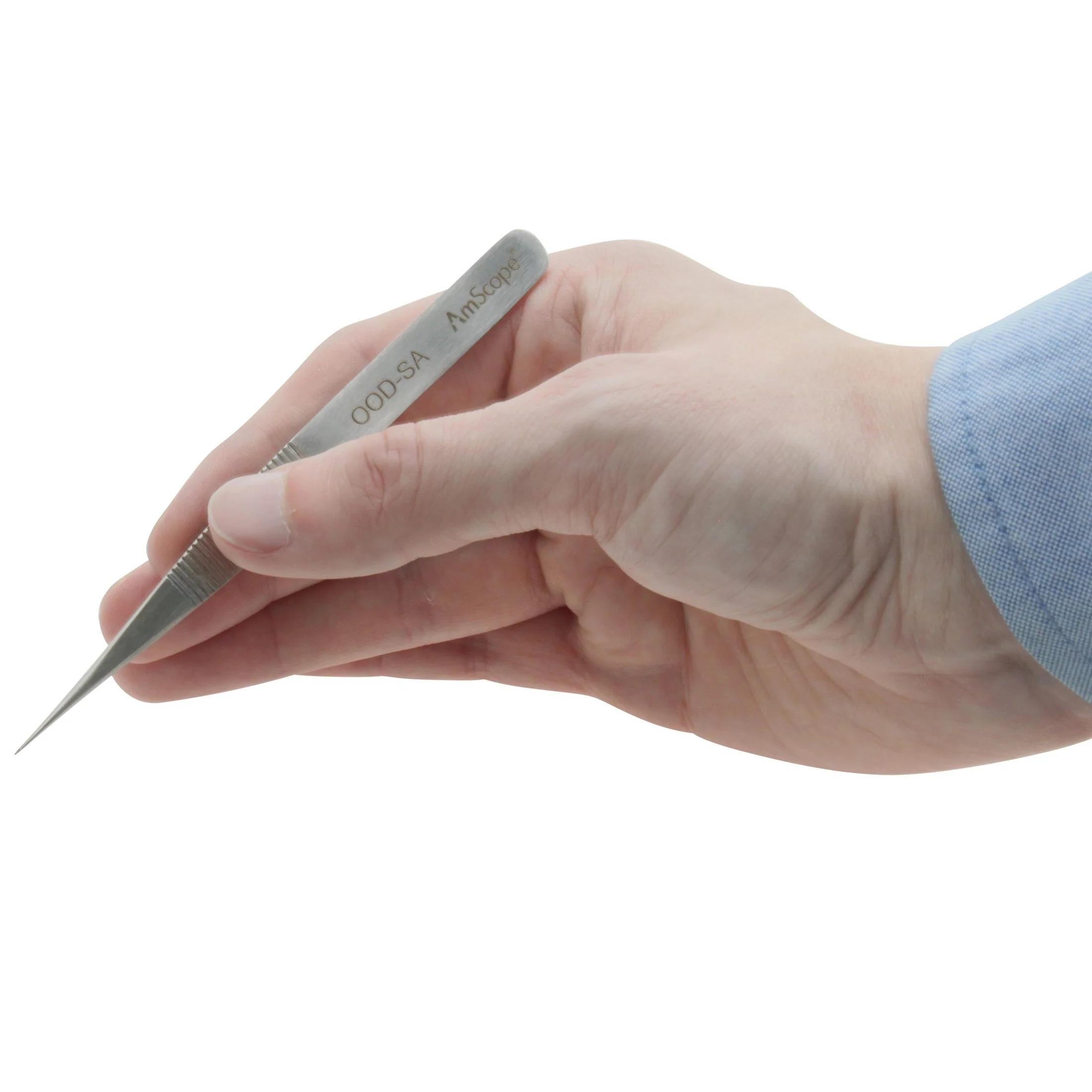 AmScope High Precision 4 3/4 in. Straight Flat Edge Tweezers - Image 2