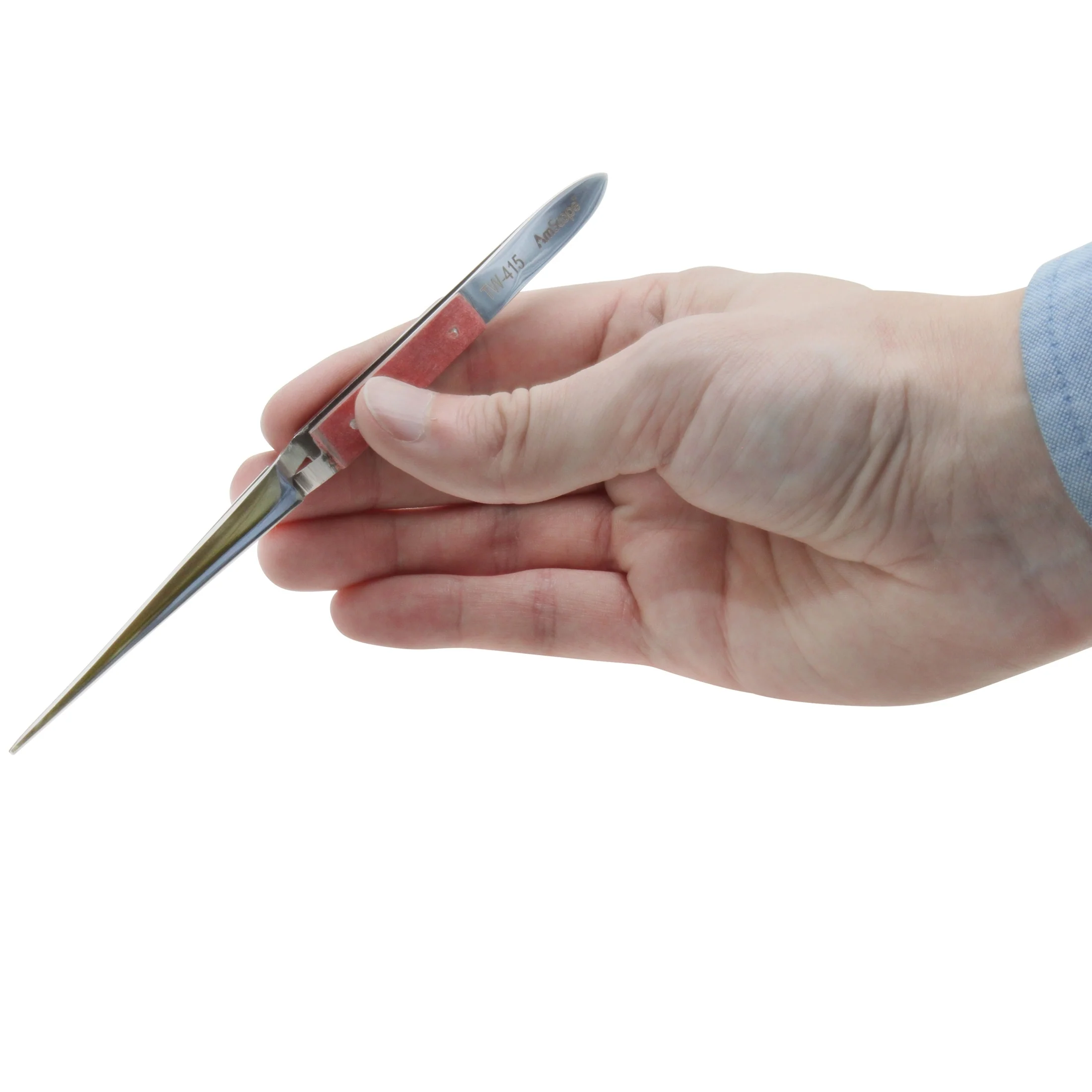 AmScope 6 1/2 in. Locking Straight Fiber Grip Tweezers - Image 2