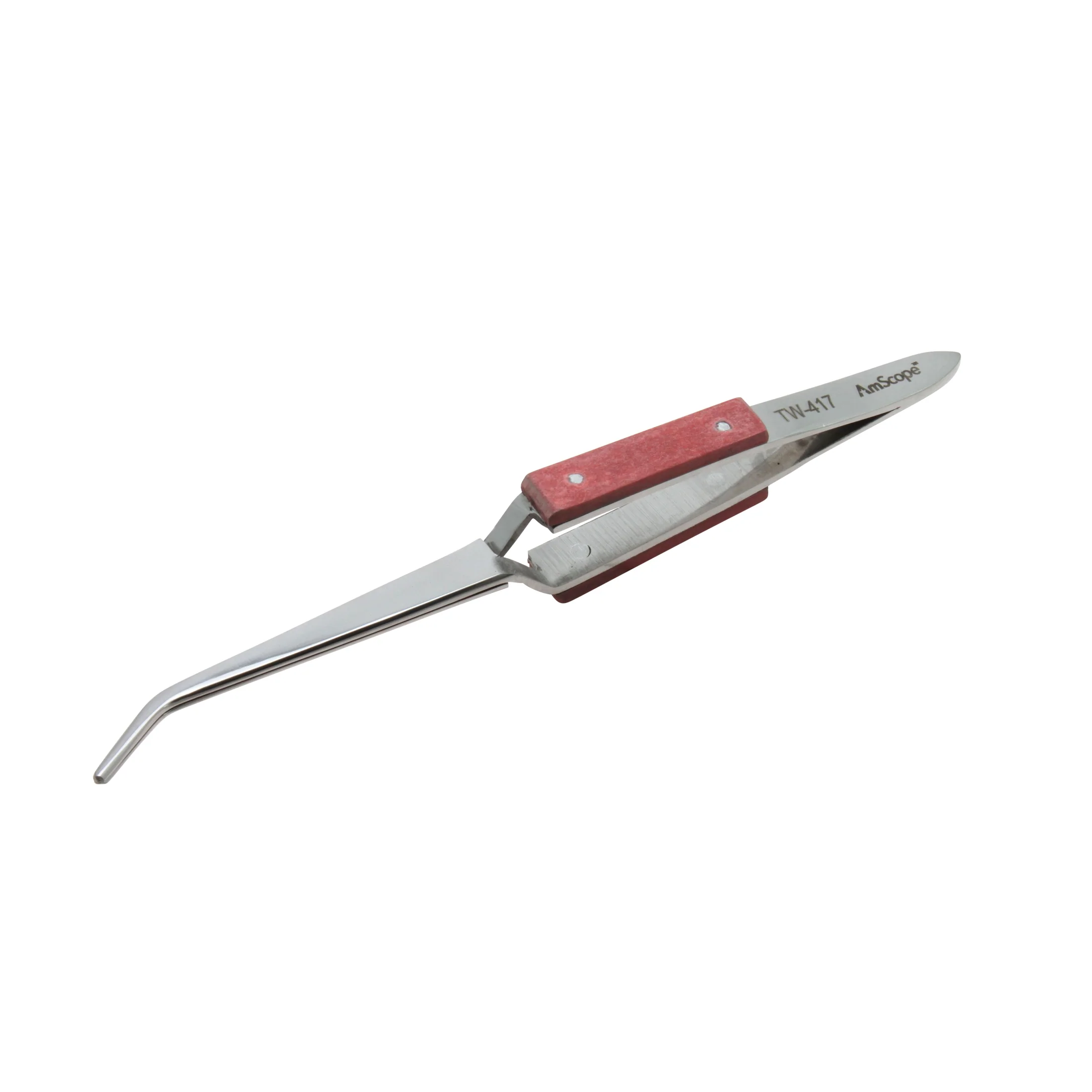 AmScope 6 1/2 in. Locking Curved Fiber Grip Tweezers - Image 6