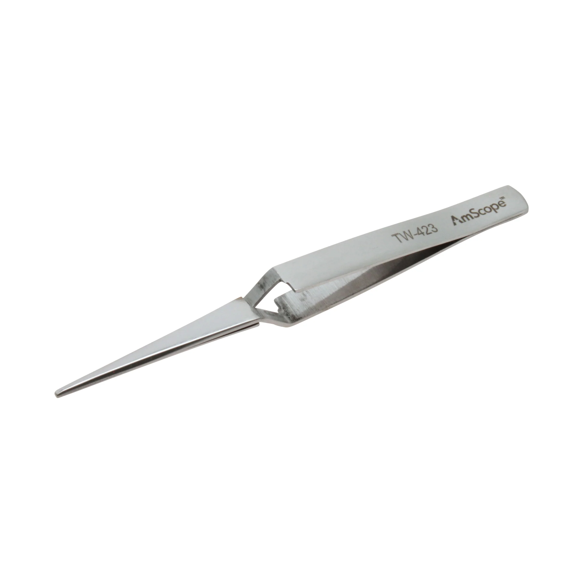 AmScope 4 1/2 in. Straight Narrow Point Cross Locking Tweezers - Image 3