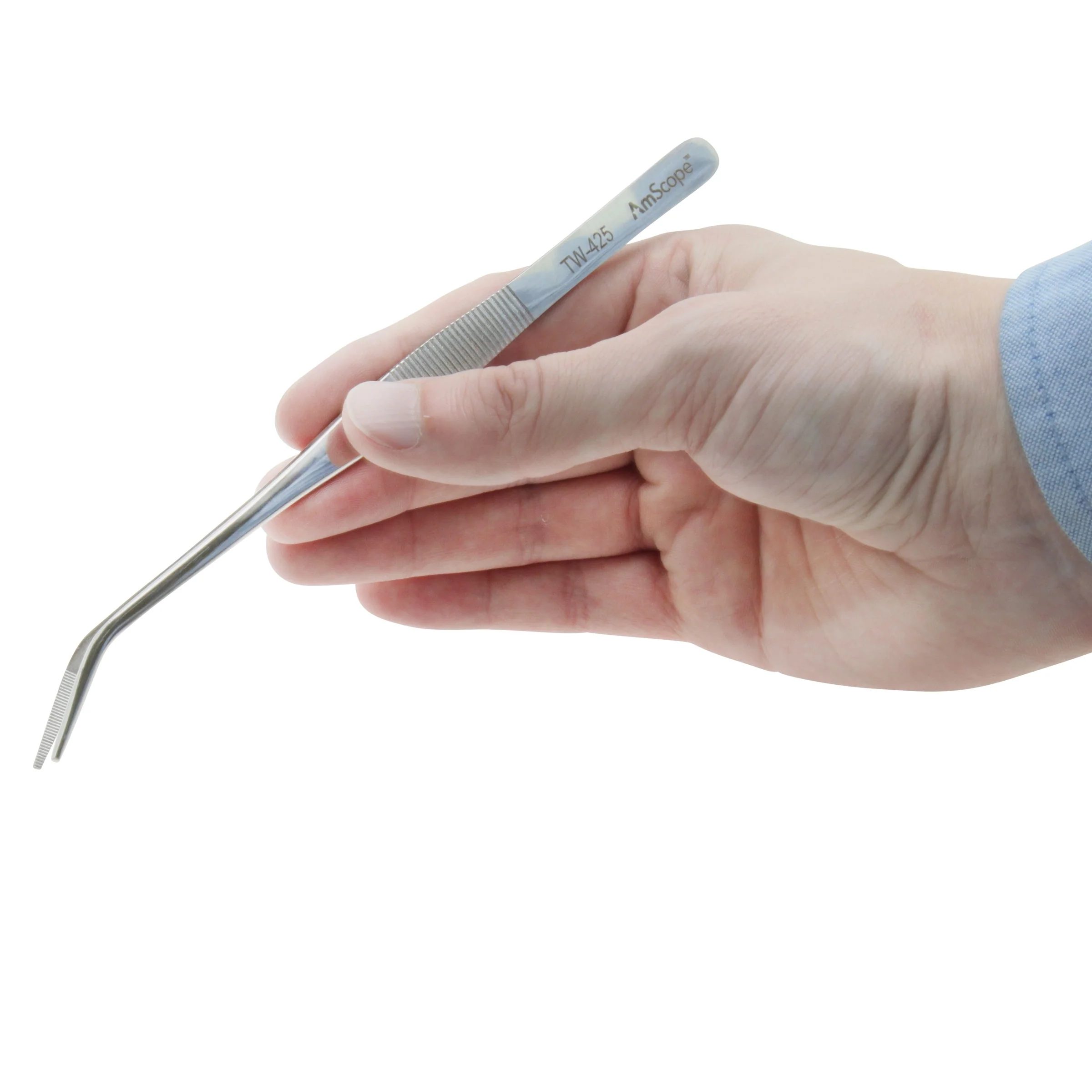 AmScope 6 1/2 in. Curved Serrated Tip Utility Forceps - Image 3