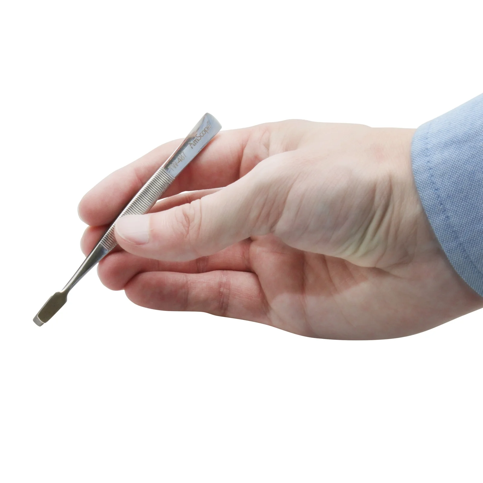 AmScope 4 3/8 in. General Purpose Spade Smooth Tip Tweezers - Image 2