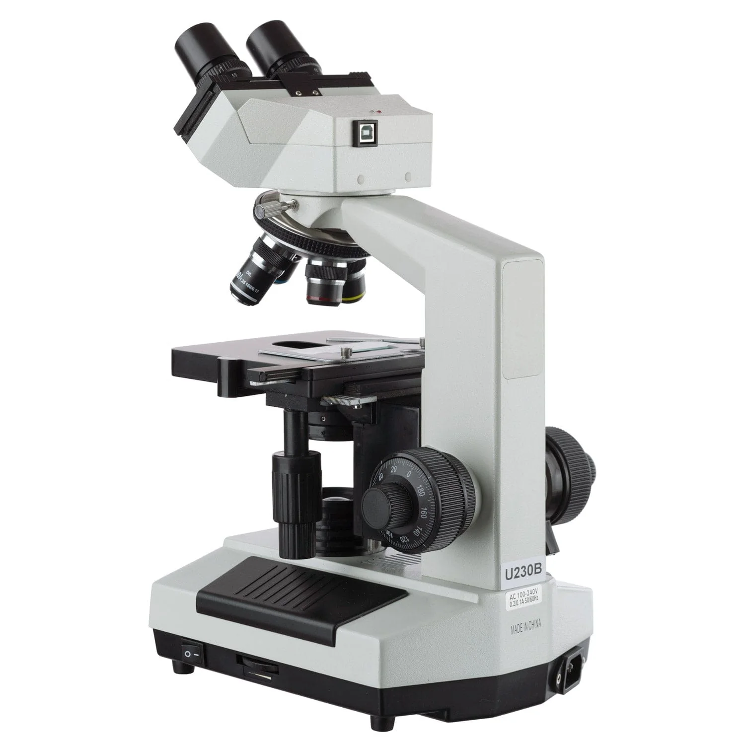 AmScope U230 Series Digital Binocular Compound Microscope 40x-2000x Magnification with Built-in 3MP USB Camera - Image 3