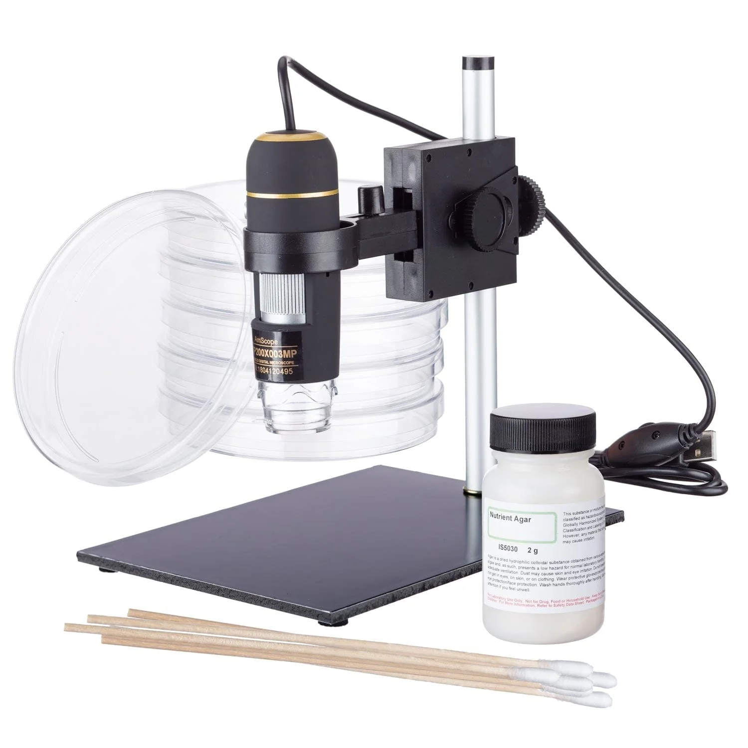 Amscope UTP200X003MP-SK103 Digital Compound Microscope for Kids – Up to 200X LED Illumination LCD Screen, Photo & Video Capture, STEM Learning
