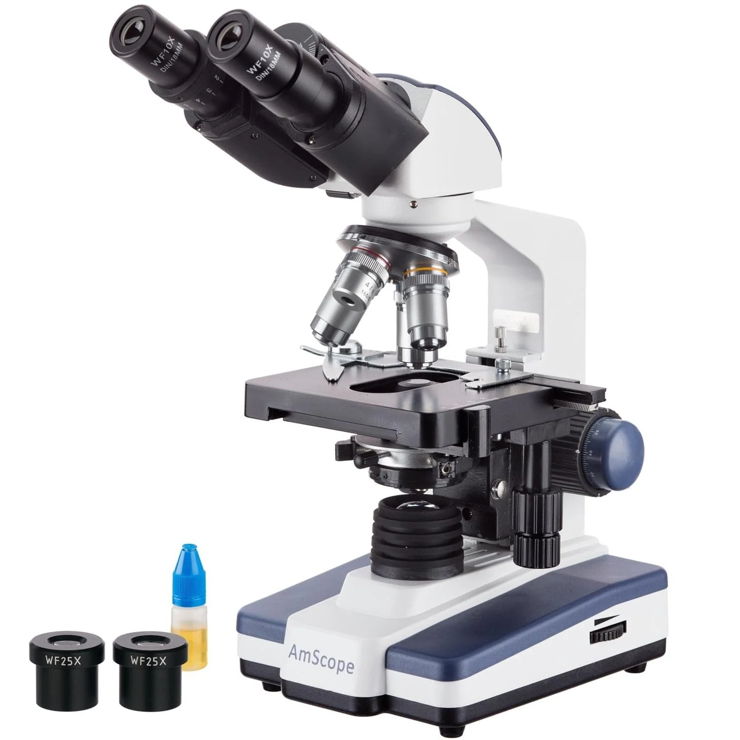 AmScope B120 Series Student & Professional LED Binocular Compound Microscope Value Bundle 40X-2500X Magnification with 3D Stage, 1MP Digital Camera, 25-Piece Prepared Slides Set, and Precision Tweezers - Image 5