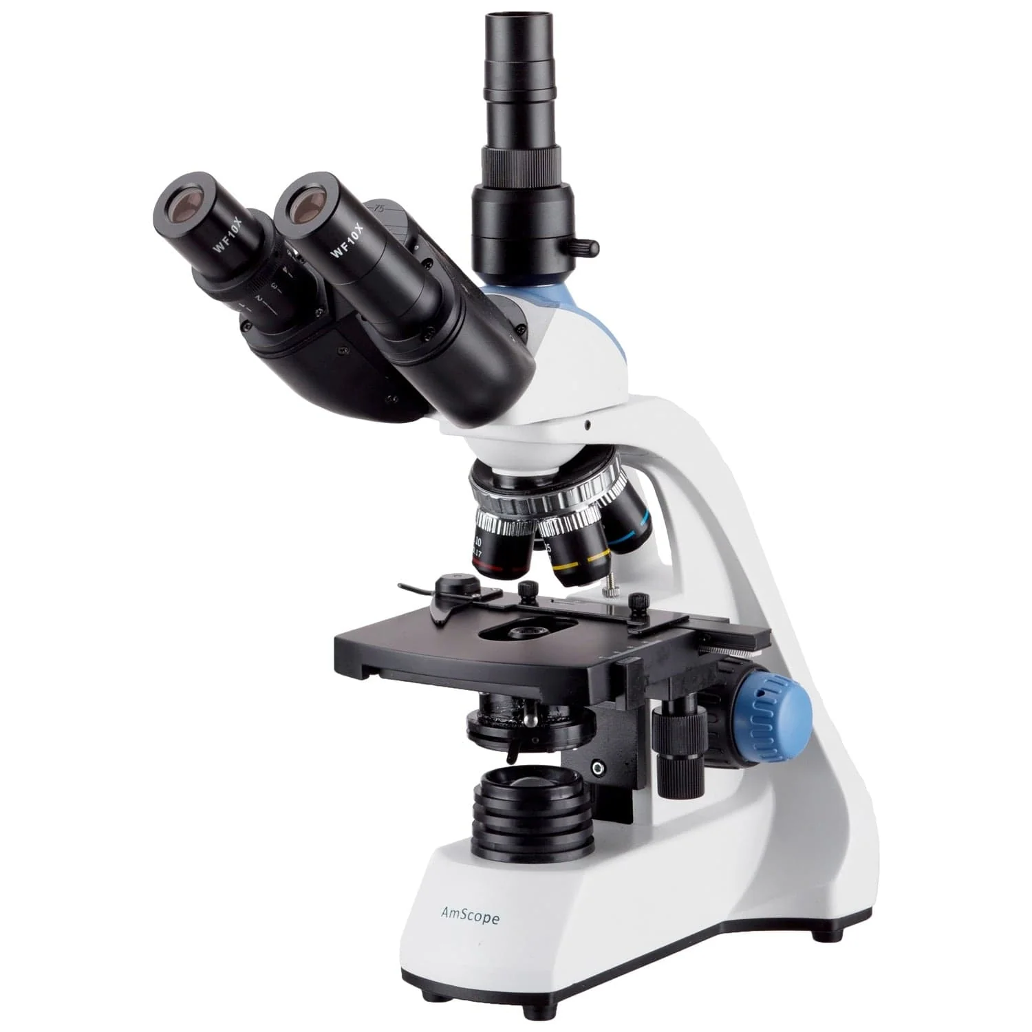 AmScope T250 Series Value Bundle Trinocular Compound Microscope 40X-2500X Magnification with LED, 3D Two-Layer Mechanical Stage, 5MP Digital Camera, 50-Piece Prepared Slides Set, and 3-Piece Precision Tweezers Set - Image 5